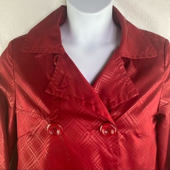 Anne Klein | Red Lightly Lined Spring Coat - Picture 2 of 9